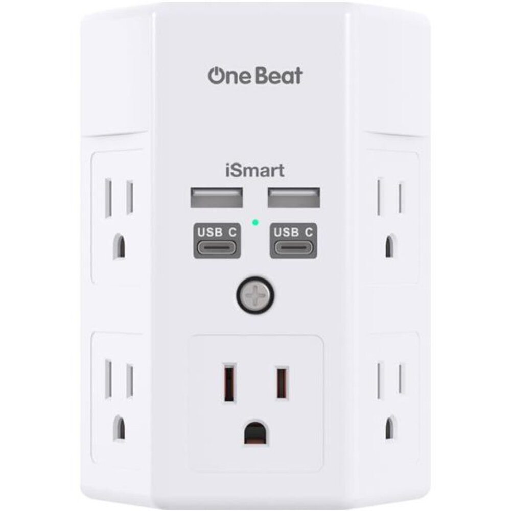 Surge Protector, 5 Outlets Extender with 4 USB Ports(USB C), 3-Side 1680J Power